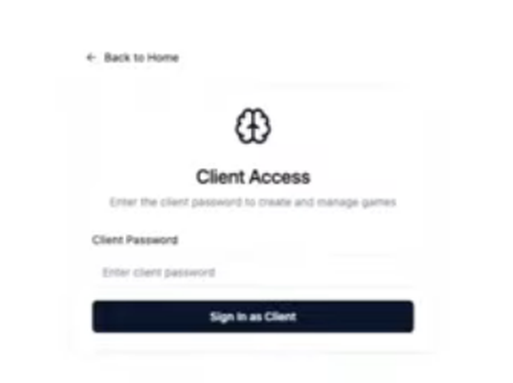 Banter Box Client Access screen asking for a client password