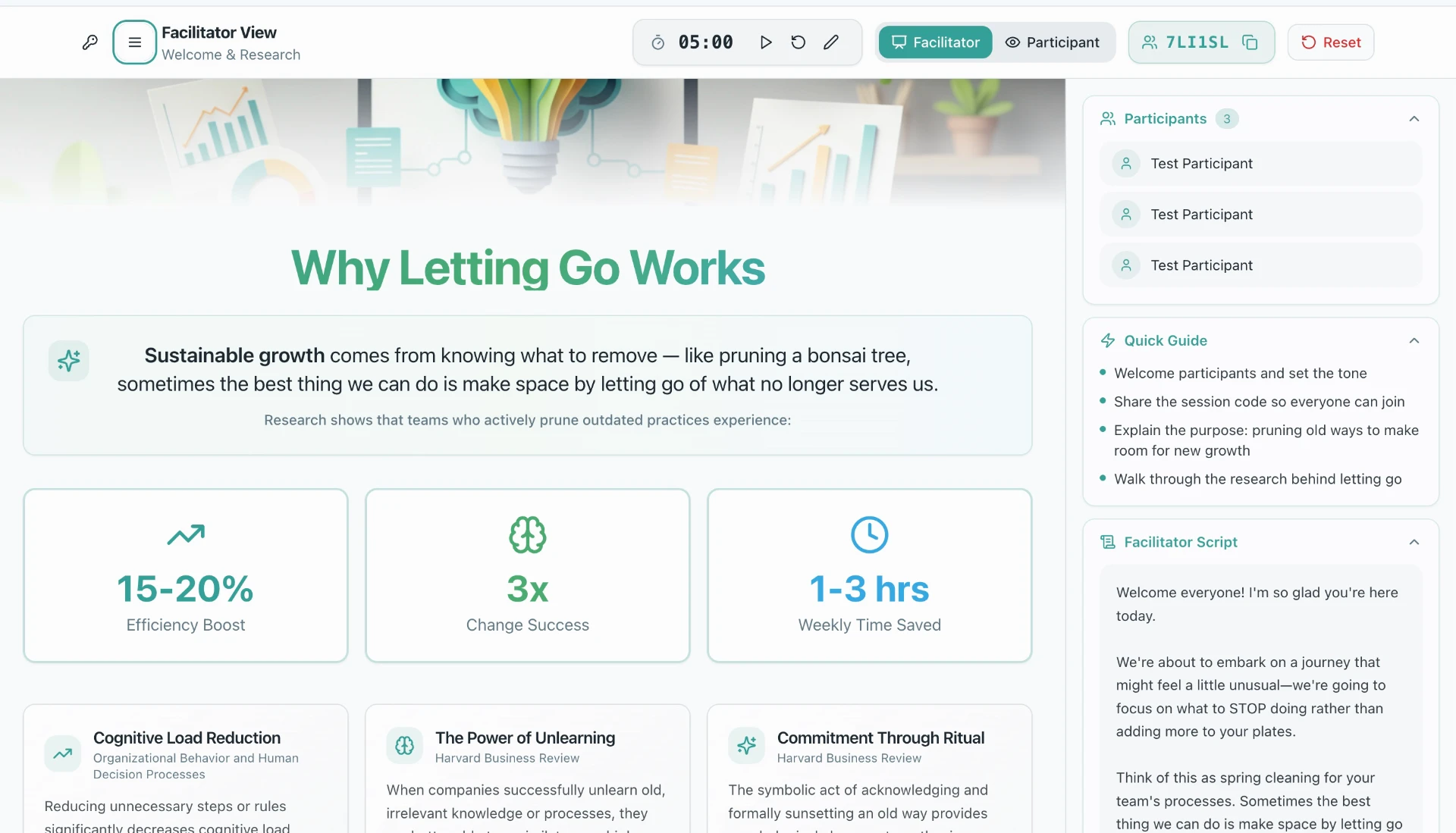 Workshop toolkit homepage showing facilitator and participant entry points